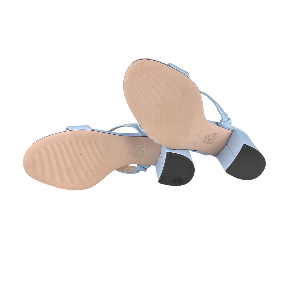 NWOT J.Crew Womens Light Blue Leather Double Strap Block Heel Sandal Mules 8